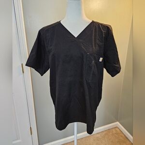 Carhartt Black V-Neck Men's Scrub Top Shirt Short-Sleeved Pocket Size Small